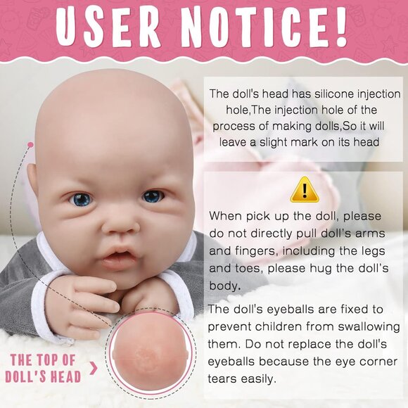 🆕17inch Full Platinum Silicone Baby Doll Reborn Eyes Open Lifelike Baby Boy - Picture 4 of 5